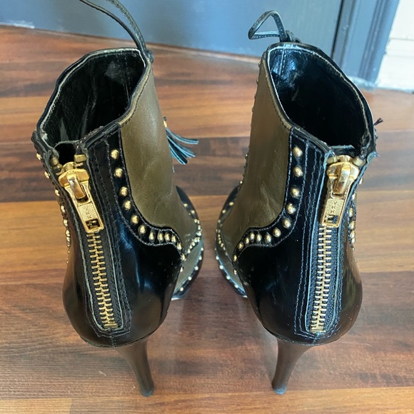 Asos, black/green leather ankle booties, UK Size 4/US 6, Platform,heel height 5” - Picture 3 of 13